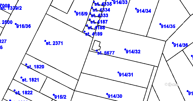 Parcela st. 5677 v KÚ Třebíč, Katastrální mapa
