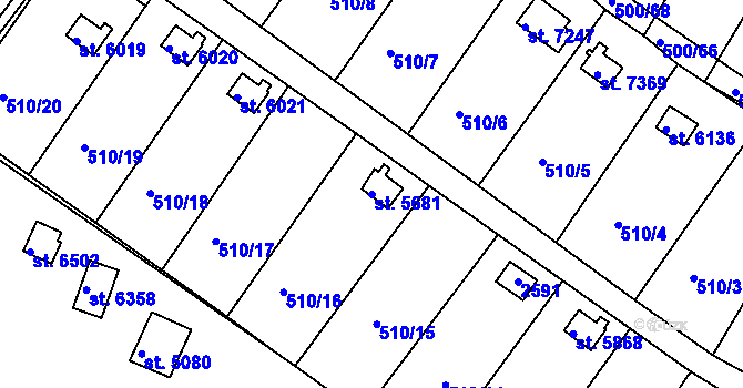Parcela st. 5681 v KÚ Třebíč, Katastrální mapa