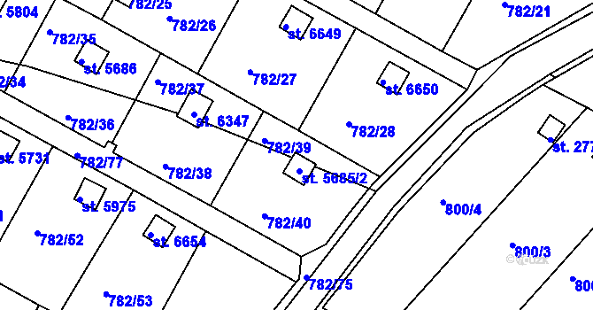Parcela st. 5685/1 v KÚ Třebíč, Katastrální mapa