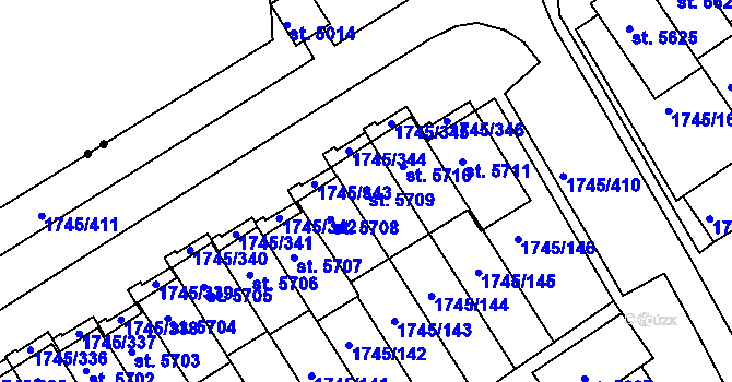 Parcela st. 5709 v KÚ Třebíč, Katastrální mapa