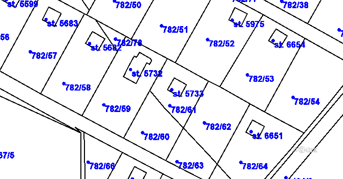 Parcela st. 5733 v KÚ Třebíč, Katastrální mapa