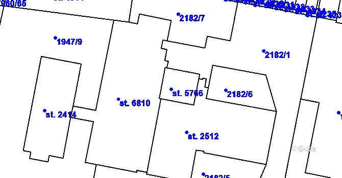 Parcela st. 5766 v KÚ Třebíč, Katastrální mapa