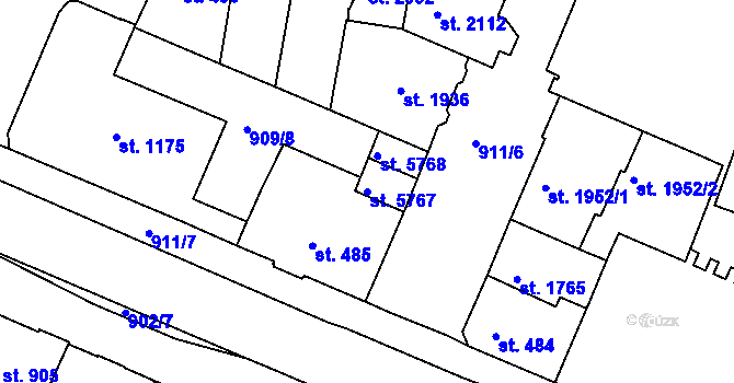 Parcela st. 5767 v KÚ Třebíč, Katastrální mapa