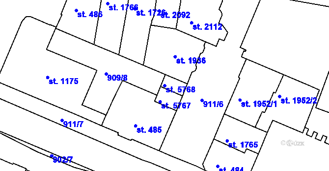 Parcela st. 5768 v KÚ Třebíč, Katastrální mapa