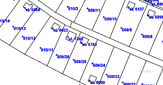 Parcela st. 5783 v KÚ Třebíč, Katastrální mapa