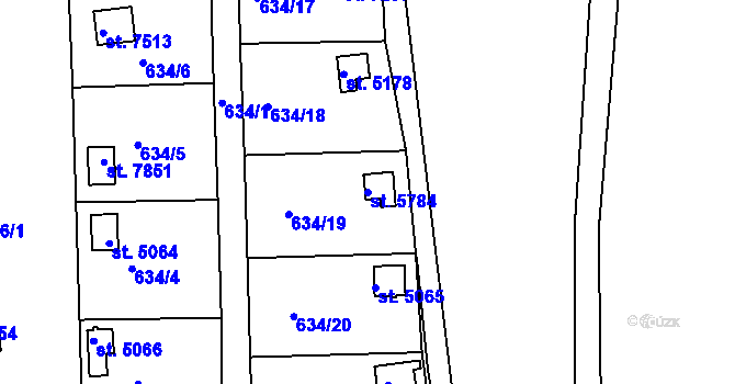 Parcela st. 5784 v KÚ Třebíč, Katastrální mapa