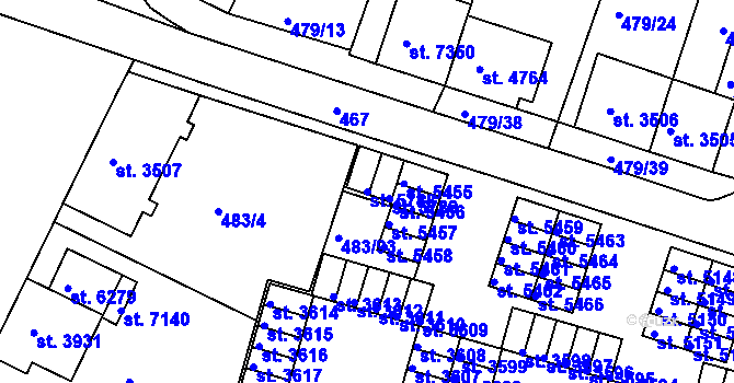 Parcela st. 5788 v KÚ Třebíč, Katastrální mapa