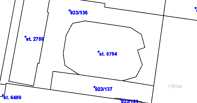 Parcela st. 5794 v KÚ Třebíč, Katastrální mapa