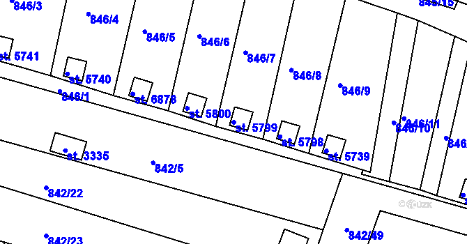 Parcela st. 5799 v KÚ Třebíč, Katastrální mapa