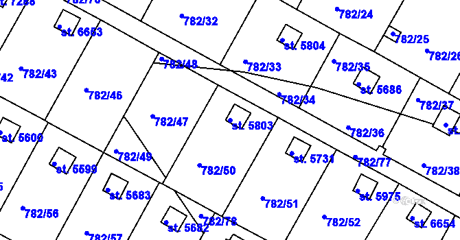 Parcela st. 5803 v KÚ Třebíč, Katastrální mapa