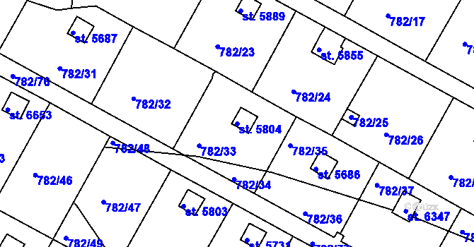 Parcela st. 5804 v KÚ Třebíč, Katastrální mapa