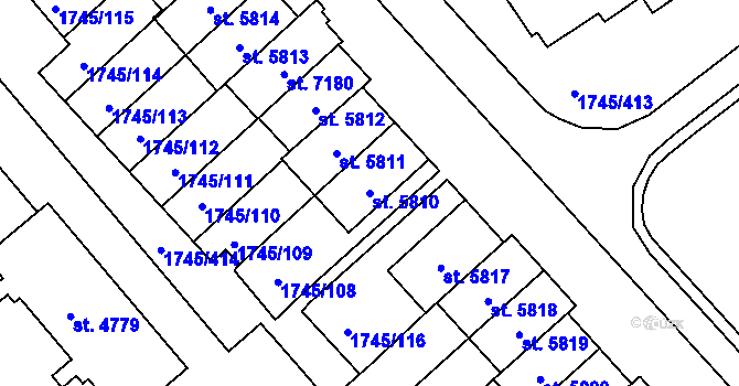Parcela st. 5810 v KÚ Třebíč, Katastrální mapa