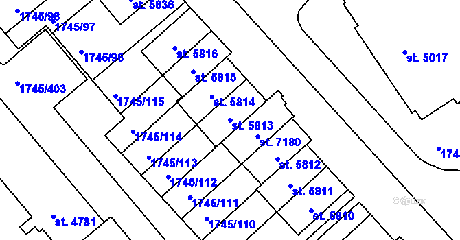 Parcela st. 5813 v KÚ Třebíč, Katastrální mapa