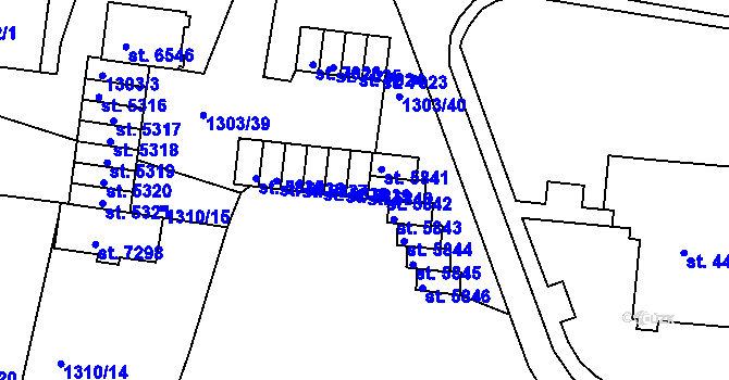 Parcela st. 5840 v KÚ Třebíč, Katastrální mapa