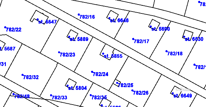 Parcela st. 5855 v KÚ Třebíč, Katastrální mapa