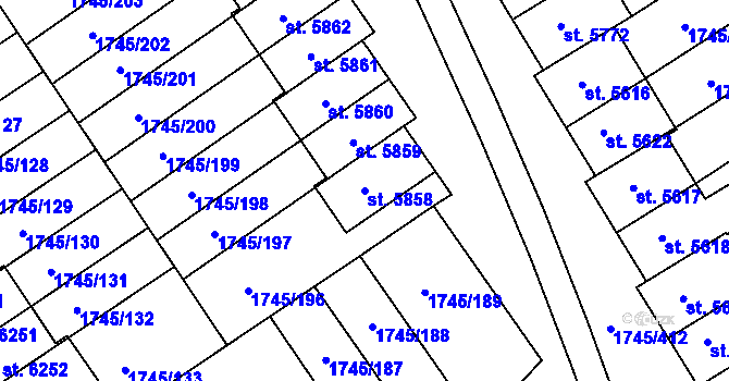 Parcela st. 5858 v KÚ Třebíč, Katastrální mapa