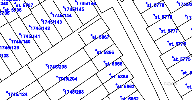 Parcela st. 5866 v KÚ Třebíč, Katastrální mapa