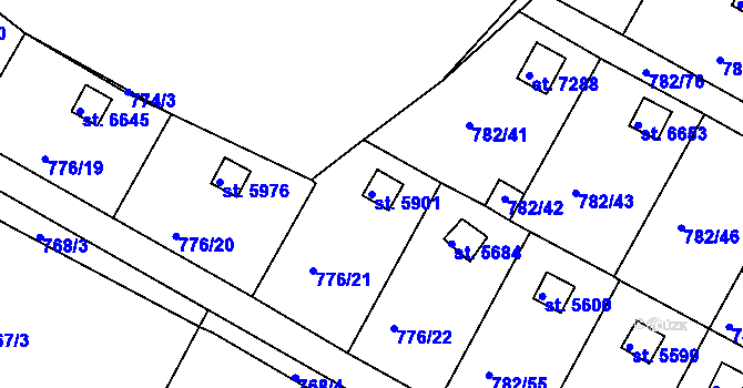 Parcela st. 5901 v KÚ Třebíč, Katastrální mapa