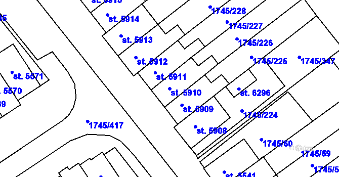 Parcela st. 5910 v KÚ Třebíč, Katastrální mapa