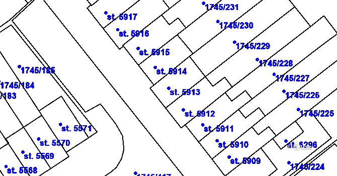 Parcela st. 5913 v KÚ Třebíč, Katastrální mapa