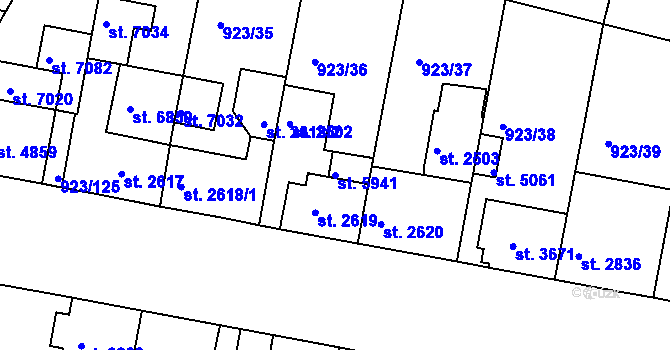 Parcela st. 5941 v KÚ Třebíč, Katastrální mapa