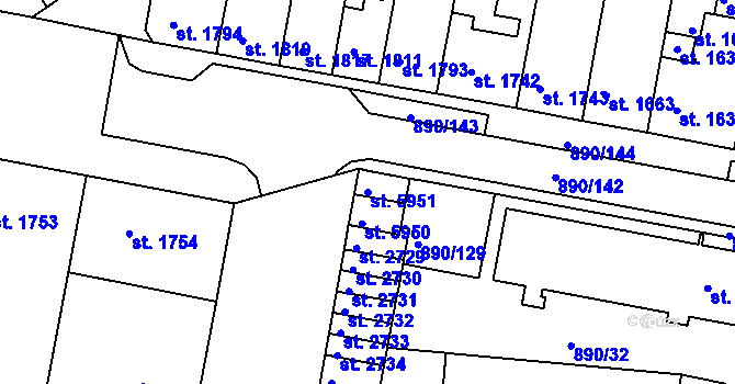 Parcela st. 5951 v KÚ Třebíč, Katastrální mapa