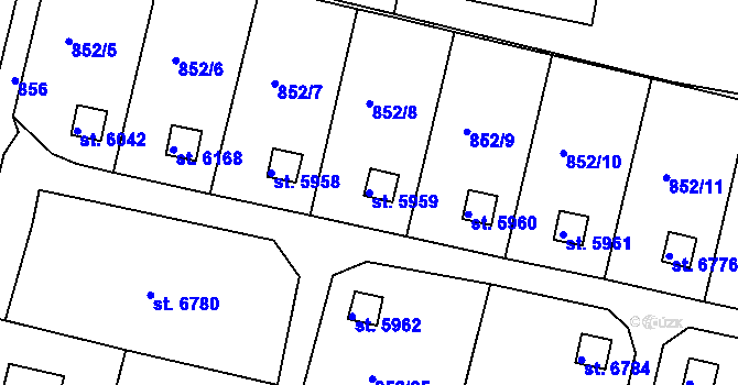 Parcela st. 5959 v KÚ Třebíč, Katastrální mapa