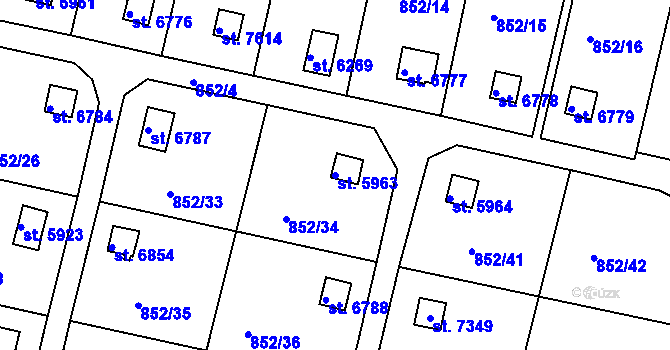 Parcela st. 5963 v KÚ Třebíč, Katastrální mapa