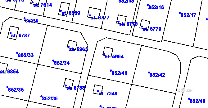 Parcela st. 5964 v KÚ Třebíč, Katastrální mapa