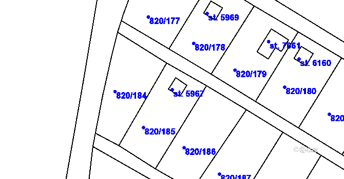 Parcela st. 5967 v KÚ Třebíč, Katastrální mapa