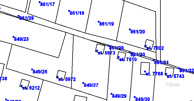 Parcela st. 5973 v KÚ Třebíč, Katastrální mapa