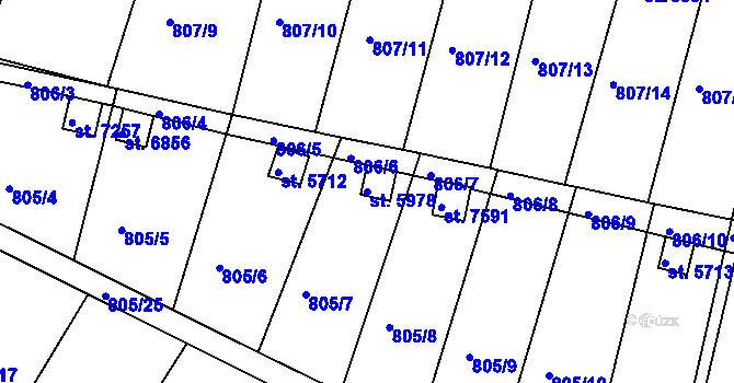 Parcela st. 5978 v KÚ Třebíč, Katastrální mapa