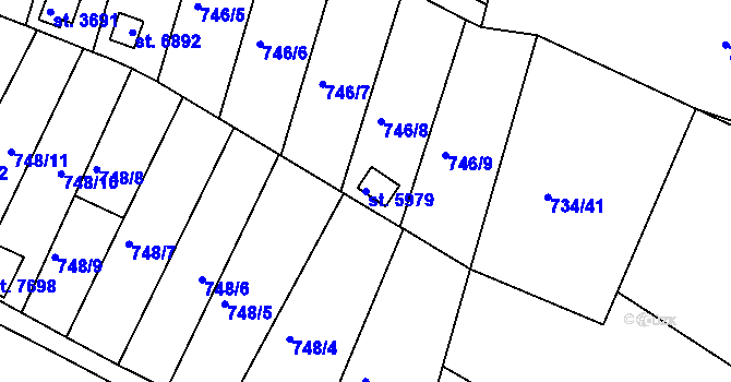 Parcela st. 5979 v KÚ Třebíč, Katastrální mapa