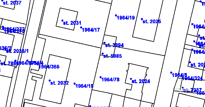 Parcela st. 5985 v KÚ Třebíč, Katastrální mapa