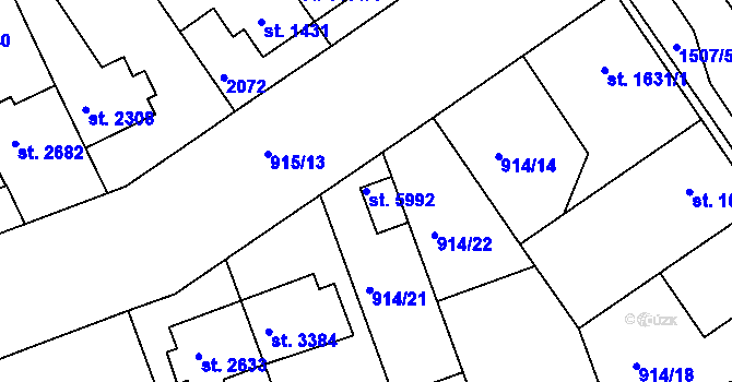 Parcela st. 5992 v KÚ Třebíč, Katastrální mapa