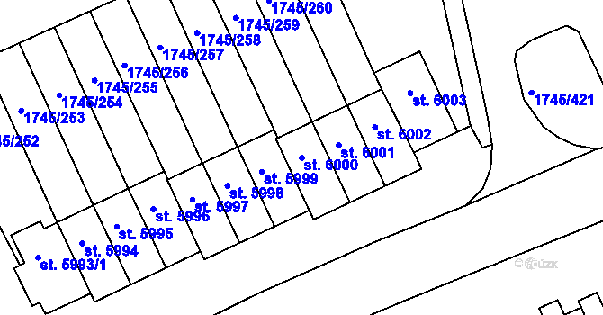 Parcela st. 6000 v KÚ Třebíč, Katastrální mapa