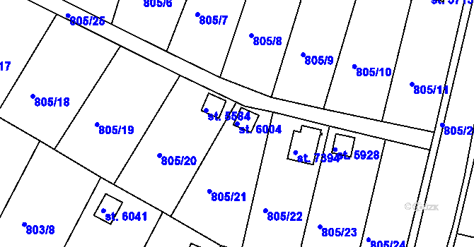 Parcela st. 6004 v KÚ Třebíč, Katastrální mapa