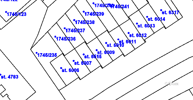 Parcela st. 6009 v KÚ Třebíč, Katastrální mapa