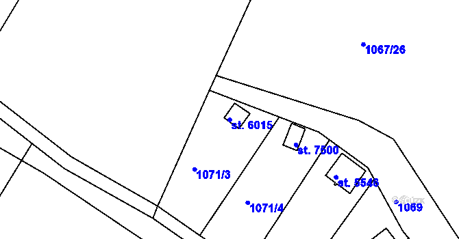 Parcela st. 6015 v KÚ Třebíč, Katastrální mapa