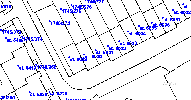 Parcela st. 6031 v KÚ Třebíč, Katastrální mapa