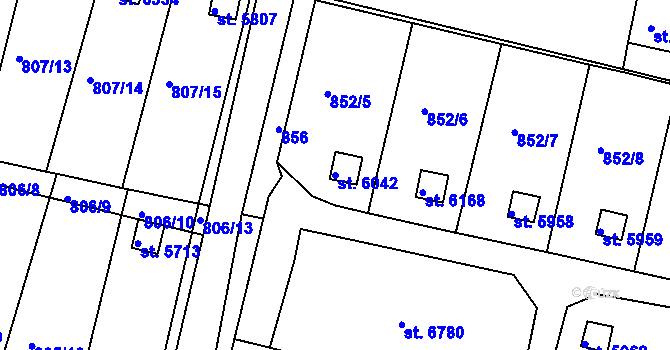 Parcela st. 6042 v KÚ Třebíč, Katastrální mapa