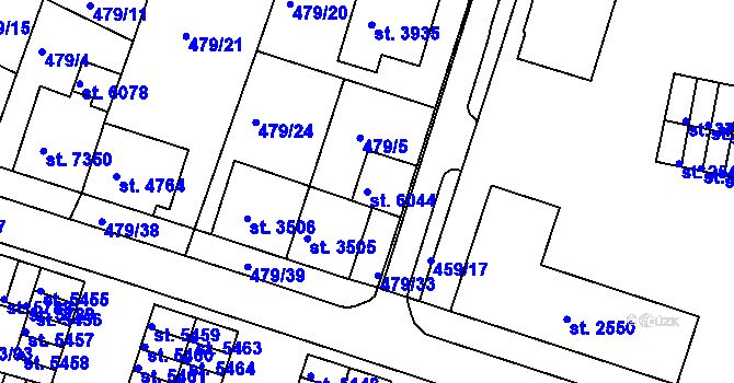 Parcela st. 6044 v KÚ Třebíč, Katastrální mapa