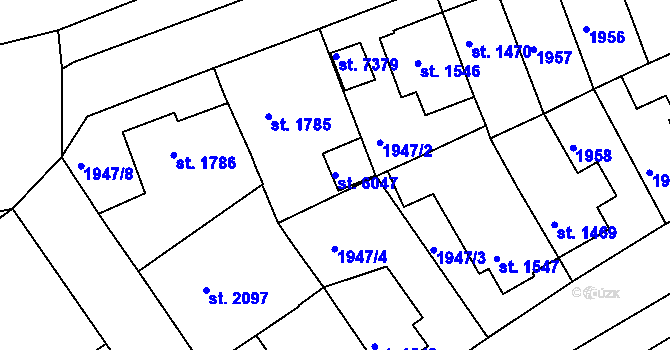 Parcela st. 6047 v KÚ Třebíč, Katastrální mapa