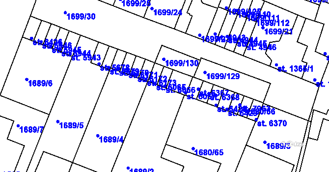Parcela st. 6066 v KÚ Třebíč, Katastrální mapa