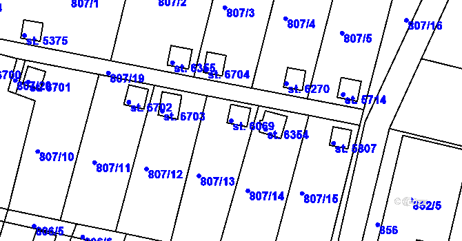 Parcela st. 6069 v KÚ Třebíč, Katastrální mapa