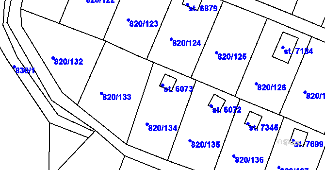 Parcela st. 6073 v KÚ Třebíč, Katastrální mapa