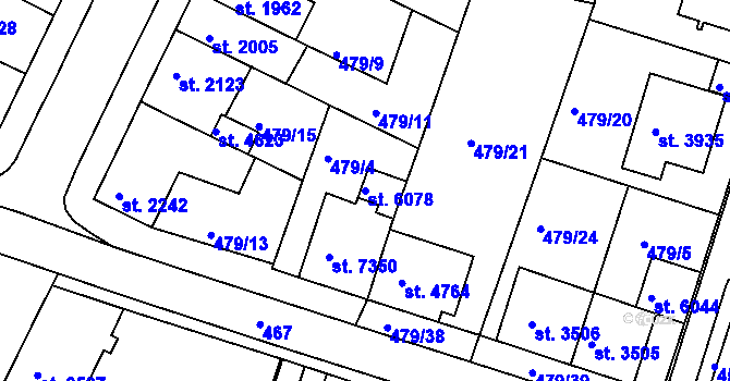 Parcela st. 6078 v KÚ Třebíč, Katastrální mapa