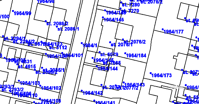 Parcela st. 6079 v KÚ Třebíč, Katastrální mapa