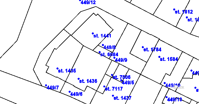 Parcela st. 6084 v KÚ Třebíč, Katastrální mapa