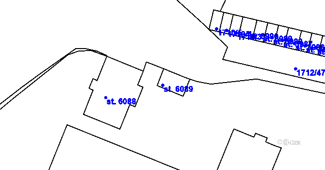 Parcela st. 6089 v KÚ Třebíč, Katastrální mapa